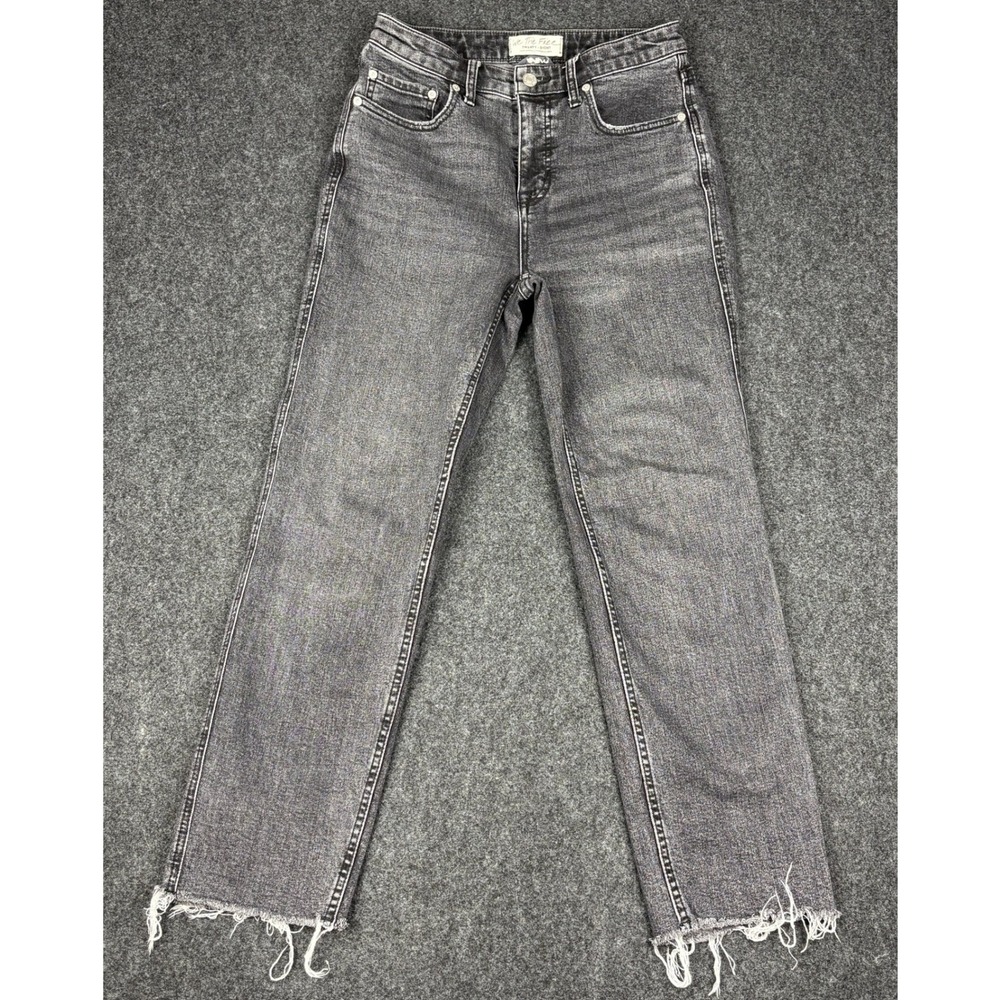 Free People We The Free CRVY Straight Leg Jeans Faded Black Hem Size 28